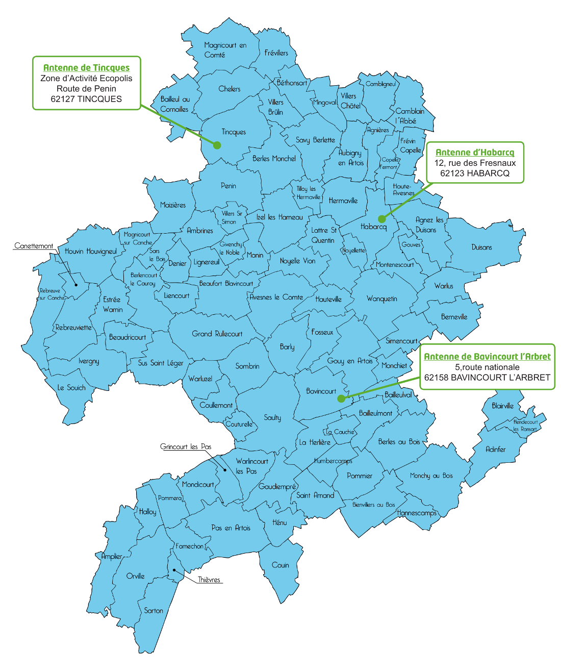 carte campagnes de l' artois